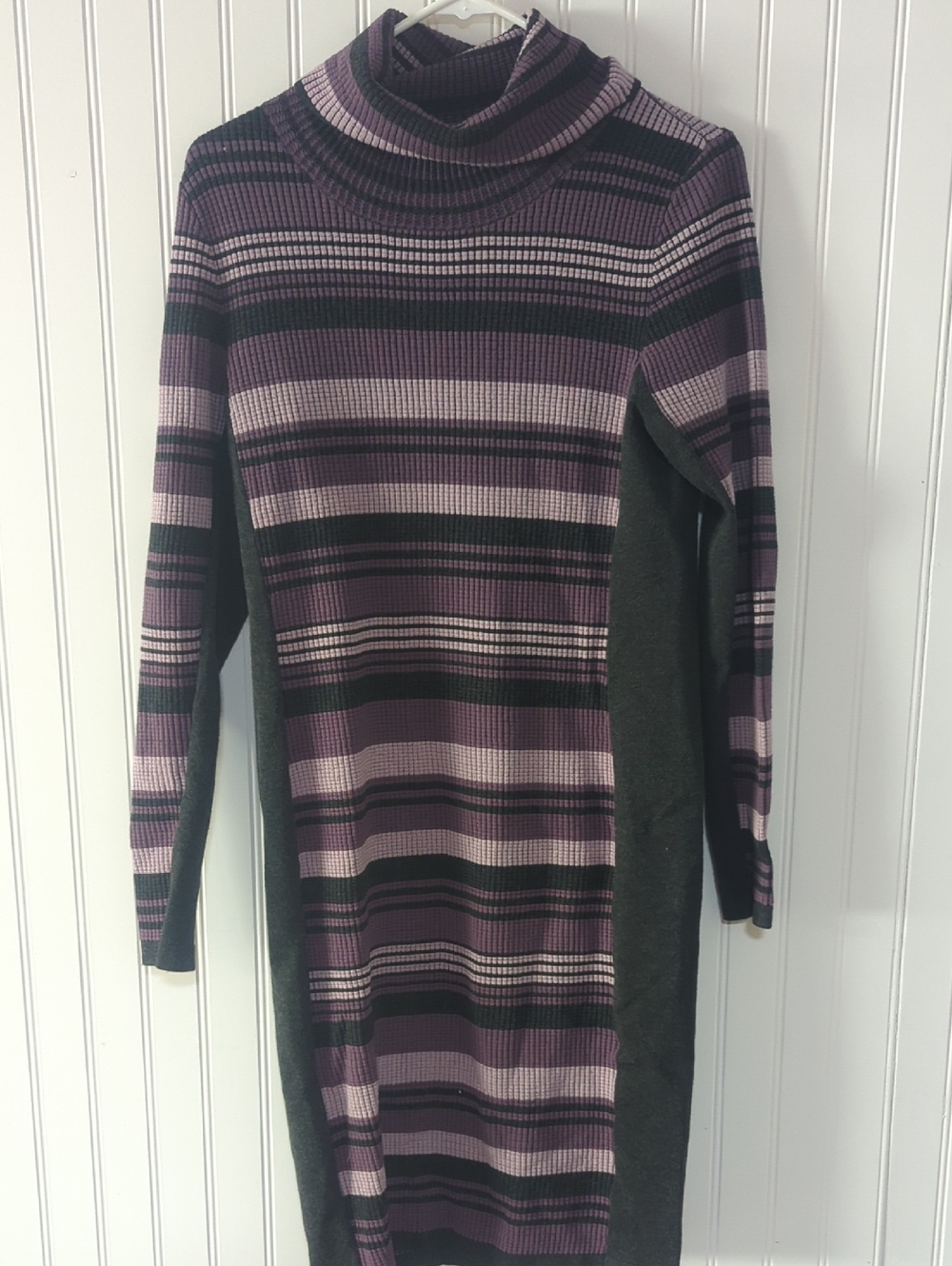 E3 by Etcetra Striped Turtleneck Sweater Dress